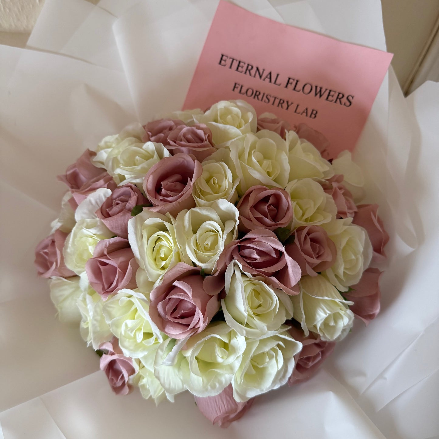 50 Pink and Cream Eternal Roses