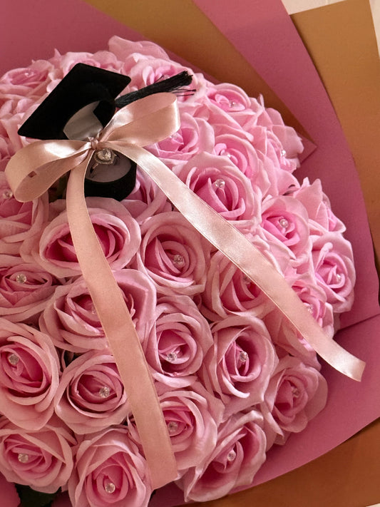 Pink Eternal Rose Graduation Bouquet