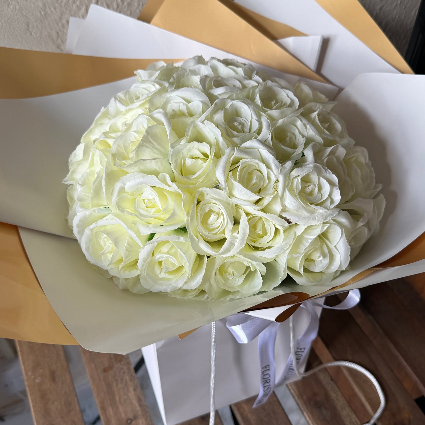 50 Cream Silk Eternal Roses