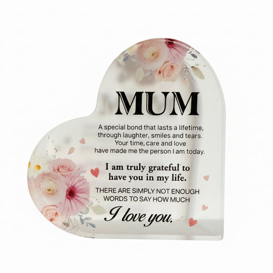 Heart Mum Acrylic Plaque