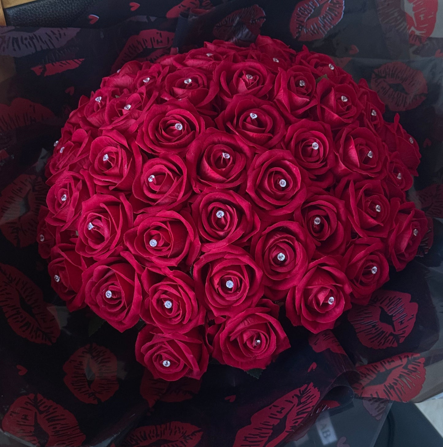 50 Red Eternal Roses - Kiss Print Wrap
