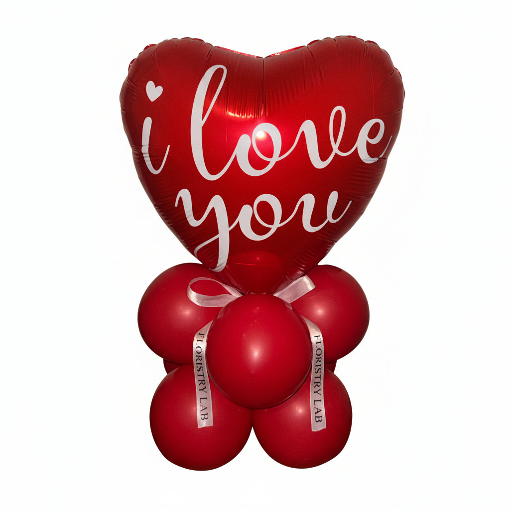 Red “I Love You” Heart Balloon Bouquet