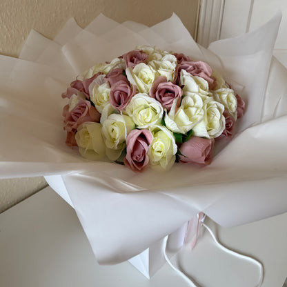 Mixed Pink and Cream 50 Eternal Rose Bouquet