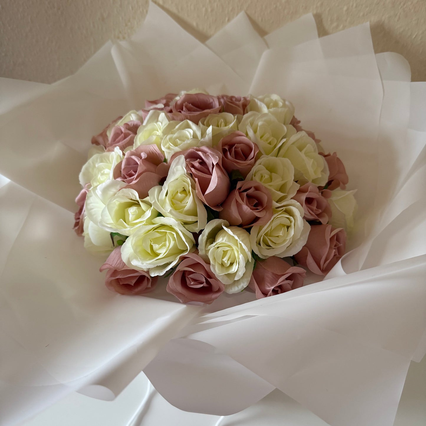 Mixed Pink and Cream 50 Eternal Rose Bouquet