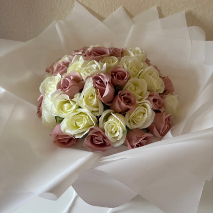 Mixed Pink and Cream 50 Eternal Rose Bouquet