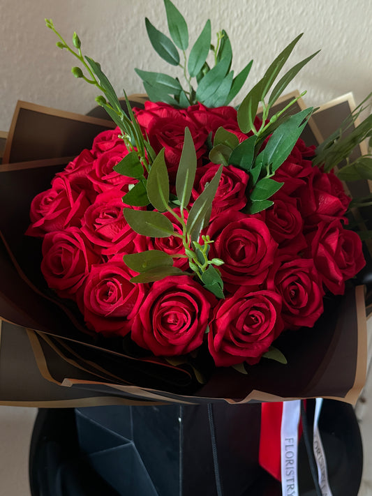 Red Rose & Italian Ruscus Eternal Bouquet