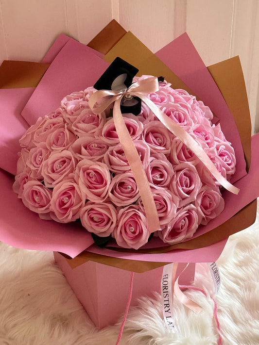 Pink Eternal Rose Graduation Bouquet