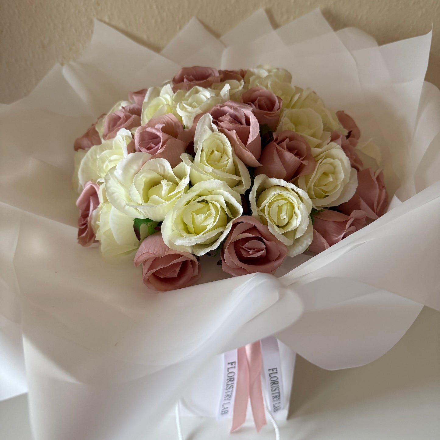 Mixed Pink and Cream 50 Eternal Rose Bouquet
