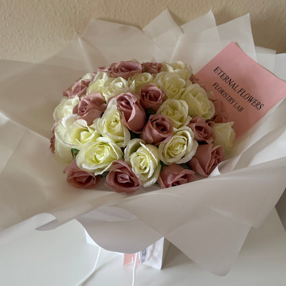 Mixed Pink and Cream 50 Eternal Rose Bouquet