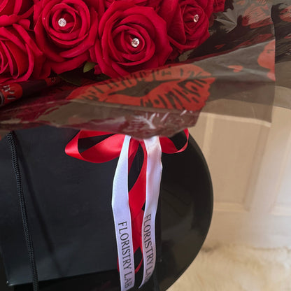 50 Red Eternal Roses - Kiss Print Wrap