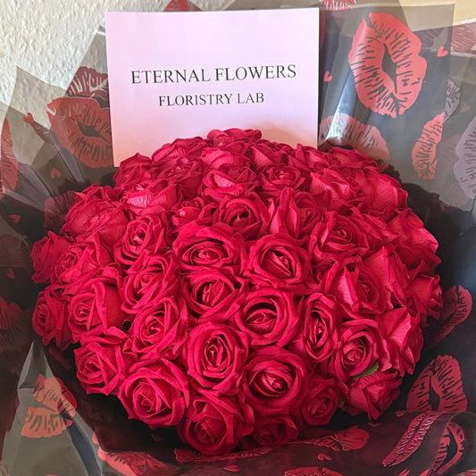 50 Red Eternal Roses - Kiss Print Wrap