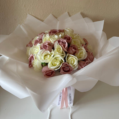 Mixed Pink and Cream 50 Eternal Rose Bouquet