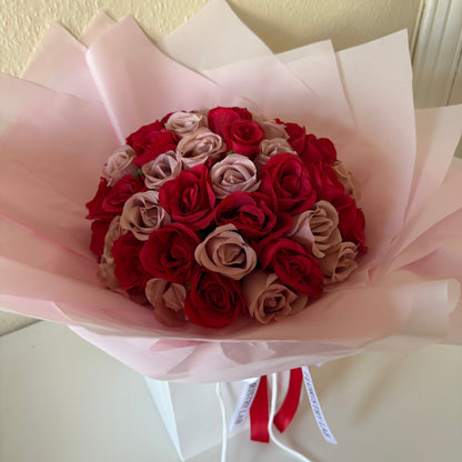 Mixed Pink and Red 50 Eternal Rose Bouquet