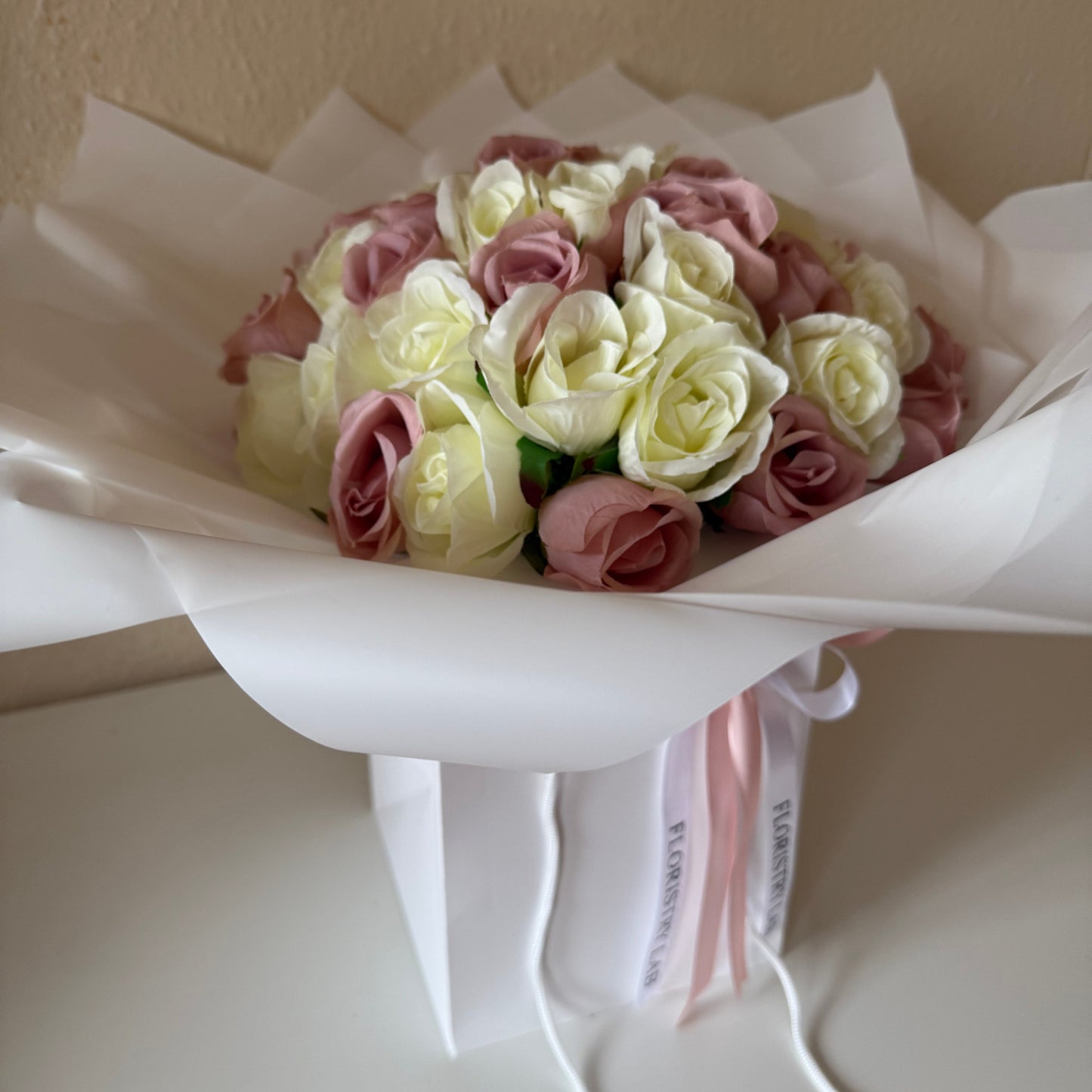 Mixed Pink and Cream 50 Eternal Rose Bouquet