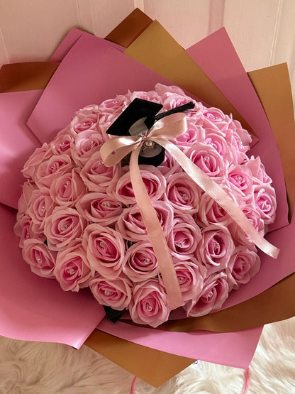 Pink Eternal Rose Graduation Bouquet