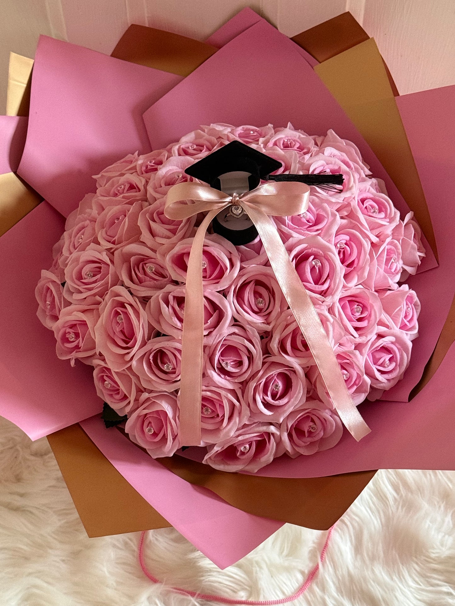 Pink Eternal Rose Graduation Bouquet