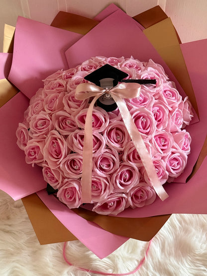 Pink Eternal Rose Graduation Bouquet