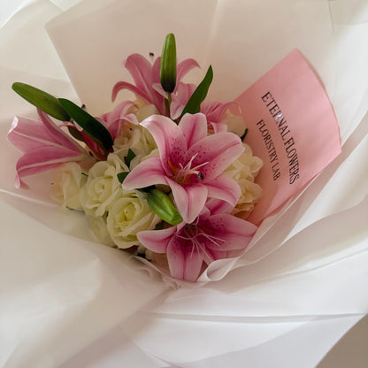 Mixed Rose and Lily Eternal Bouquet