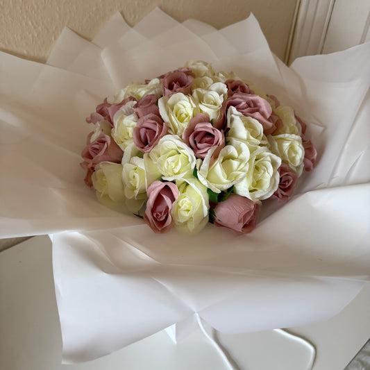 Mixed Pink and Cream 50 Eternal Rose Bouquet
