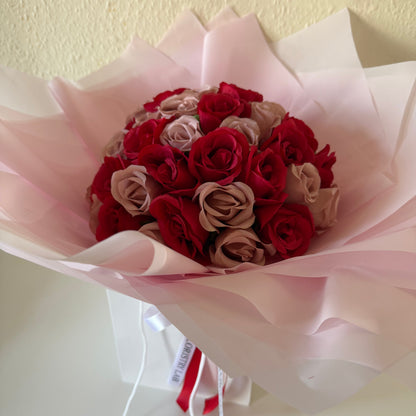 Mixed Pink and Red 50 Eternal Rose Bouquet