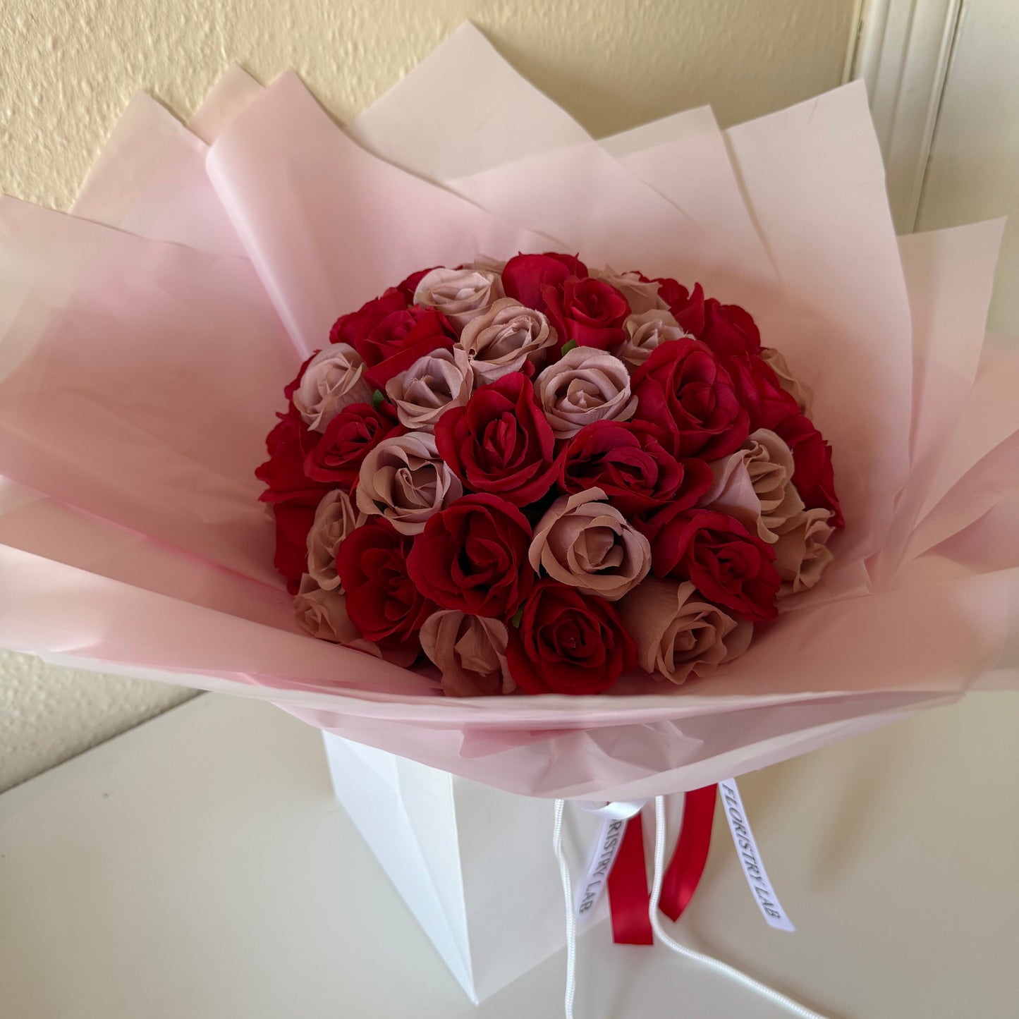 Mixed Pink and Red 50 Eternal Rose Bouquet
