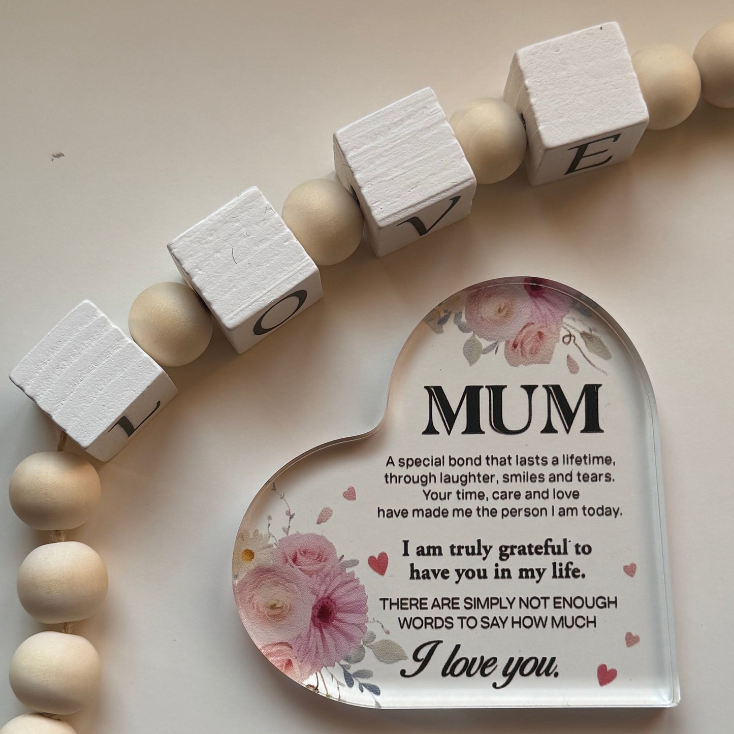 Heart Mum Acrylic Plaque