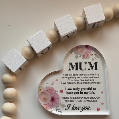 Heart Mum Acrylic Plaque