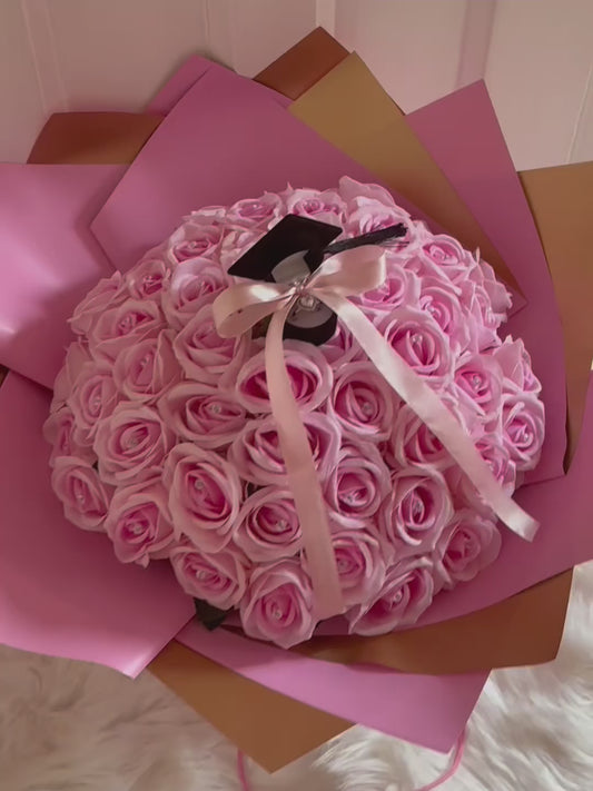 Pink Eternal Rose Graduation Bouquet